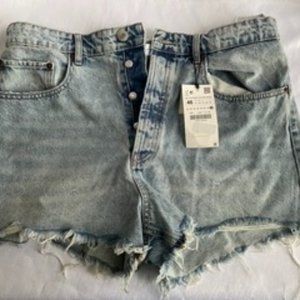 Zara Distressed Denim Short Shorts - Size 14 US